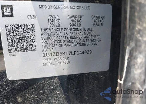 2020 Chevrolet Malibu Fwd Ls from USA, damaged, VIN 1G1ZB5ST7LF144029